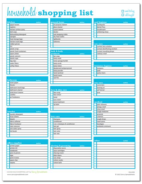 How To Use The Household Shopping List Household Items Checklist