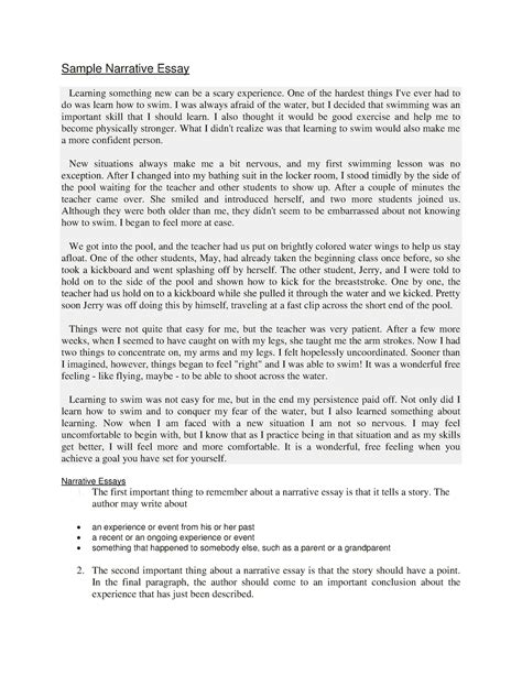 Narrative Essay PDF Sample Narrative Essay Learning Something New Can