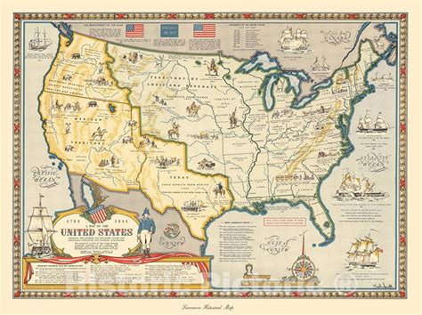 Historic Pictoric A Map Of The United States Showing