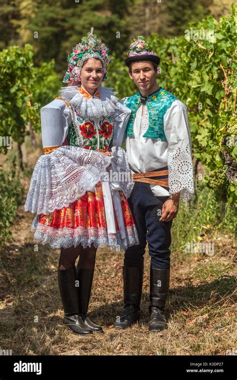Southern Moravia Czech Republic Costume Couple Wearing In Folk