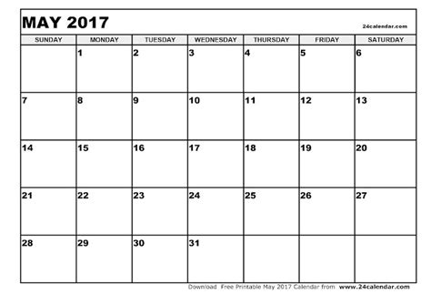 Get Printable Calendar May 2017 Printable Calendar Blank Templates