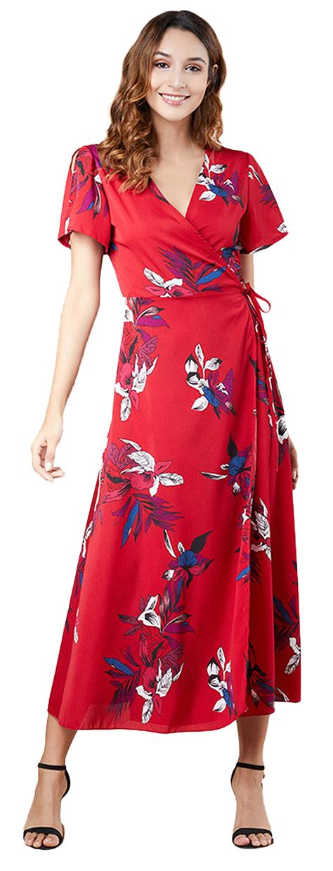 longwu women s sexy v neck bandage floral printed side slit beach party maxi dresses