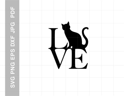 Love Cat Svg Love Cat Vector Love Cat Silhouette Love Cat Clip Etsy