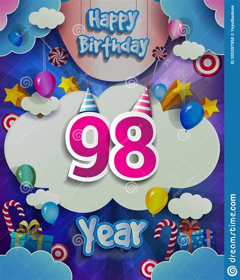 98th Birthday Card Wishes Royalty Free Cartoon