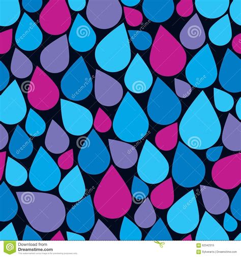Blue Water Drops Rainfalls Continuous Vector Background H2o Stock