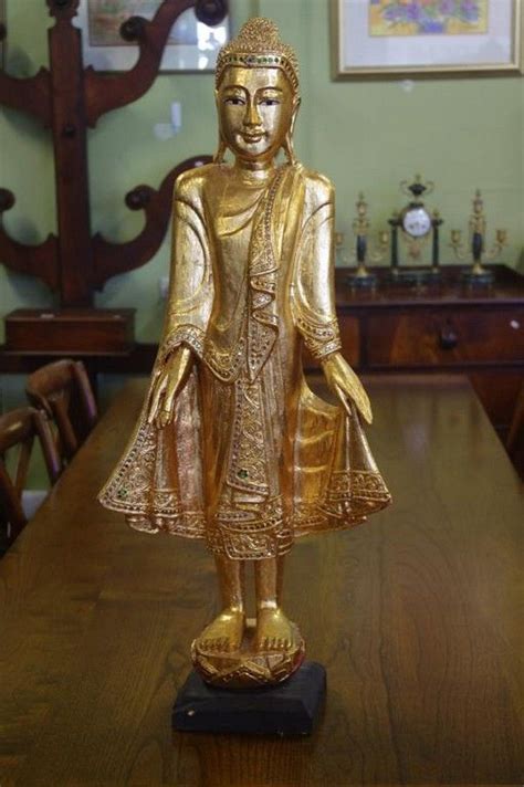 Gilt Wood Buddha 82cm High Figure Zother Oriental