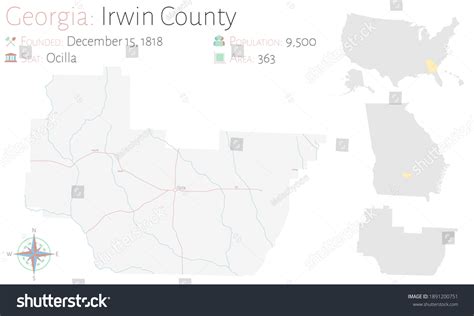 Large Detailed Map Irwin County Georgia Stock Vector Royalty Free