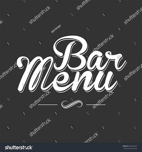 Bar Menu Lettering Stock Vector Illustration Shutterstock