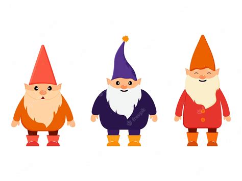 Garden Dwarfs Set Cute Gnomes Set Of Cartoon Characters Housekeepers