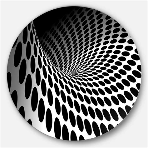 Designart Waves And Circles Black N White Abstract Circle Metal Wall