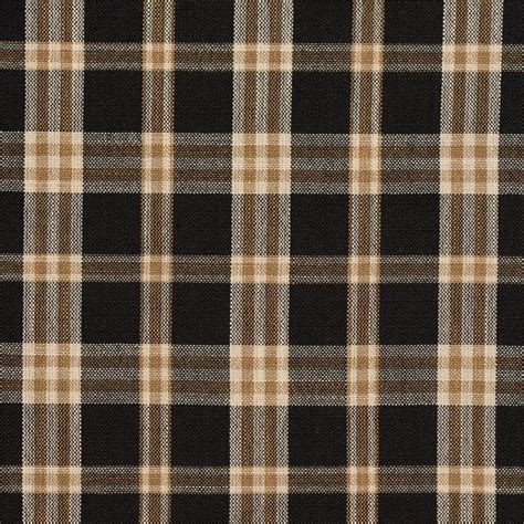 Onyx Plaid Beige And Black Plaid Tweed Drapery And Upholstery Fabric