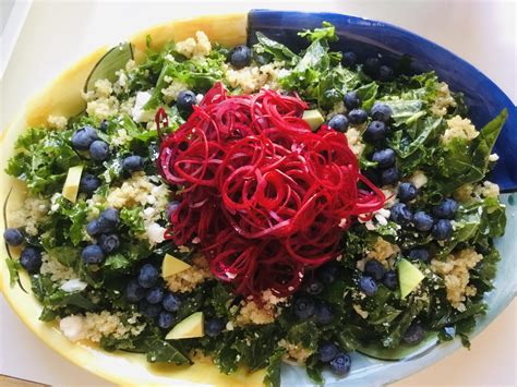 Kale Salad With Blueberries Beets Quinoa And Avocado Recipes From A