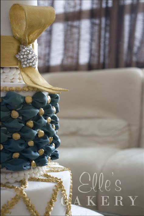 Gold And Turquoise Wedding Cake
