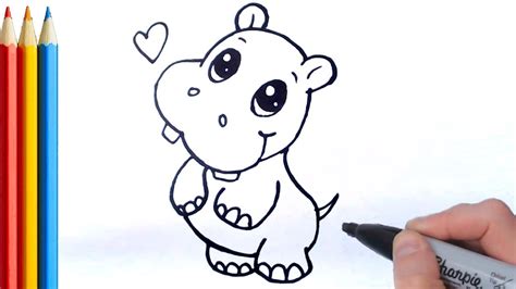 Fast Version How To Draw Cute Hippo Simple Step By Step Tutorial