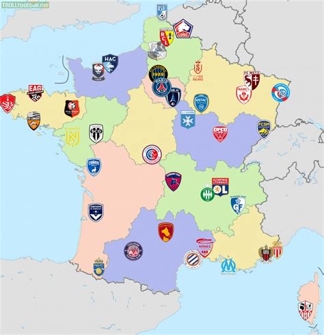 I Made A Map With All The Teams From Ligue 1 And 2 For The 2021 Season