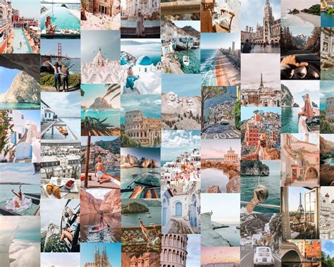 100 Wonderlust Travel Aesthetic Wall Collage Kit Digital Etsy