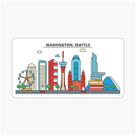 Usa Washington City Skyline Design Sticker For Sale By Urbanakit