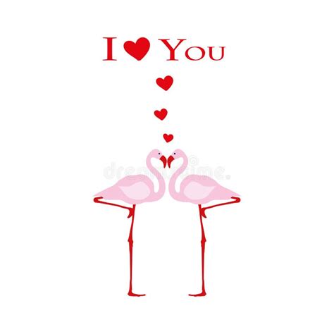 Illustration Of Two Pink Flamingos Forming A Heart Isolated On White