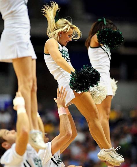 Michigan State Spartans Cheerleaders 1 On The Banks Of The Red Ced