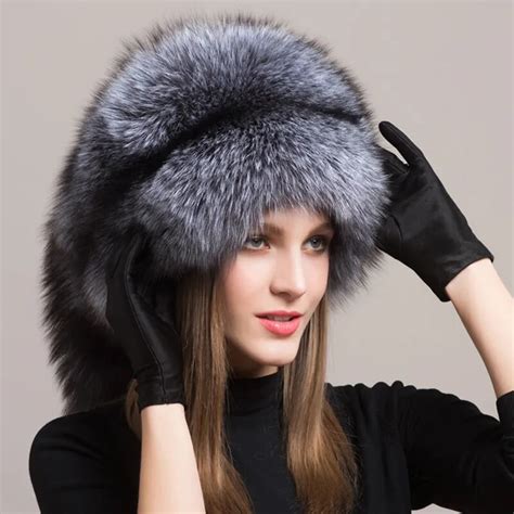 Furcharm Winter Hat Female Real Fox Fur Hat Russian Furry Warm Women