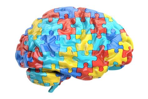 Autism Concept Brain From Colored Puzzles 3d Rendering Stock