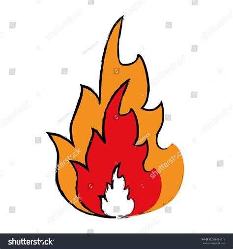 Drawing Hot Flame Spurts Fire Design Stock Vector Royalty Free