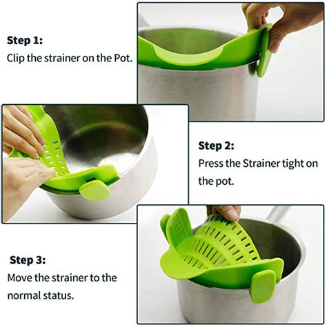Kitchen Strain Strainerclip On Silicone Colanderfits Pots And Bowls