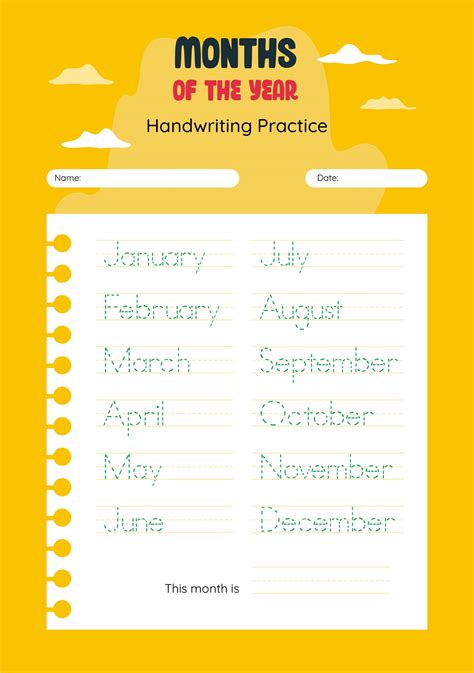 8 Best Images Of Printable Tracing Months Months Of The Year