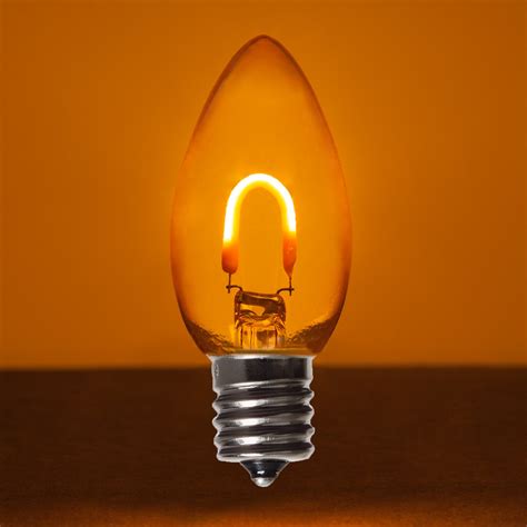 C9 Amber / Orange Glass FlexFilament TM LED Vintage ...
