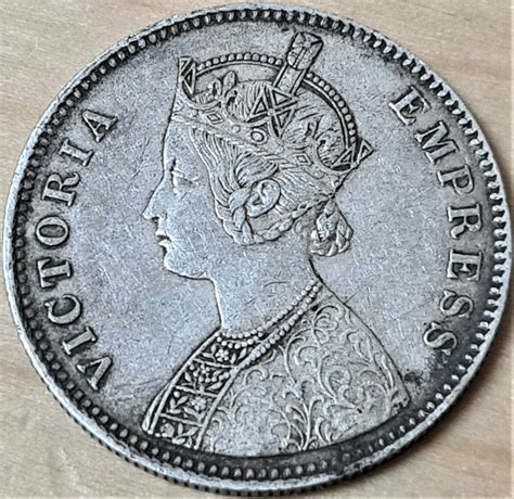 Vintage Queen Victoria 1 Rupee Silver Coin 1884 British India Jb