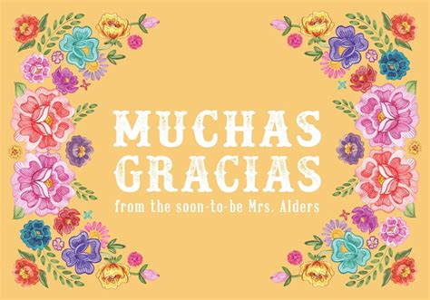 Mexican Fiesta Muchas Gracias Floral Theme Personalized Thank Etsy