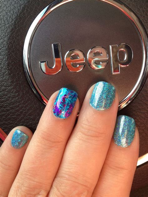 Blue Glitter Shellac Nails With A Foil Accent Nail By Cheryl Foil