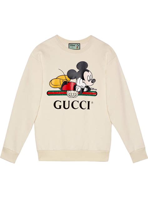 Gucci X Disney Mickey Print Sweatshirt In White Modesens