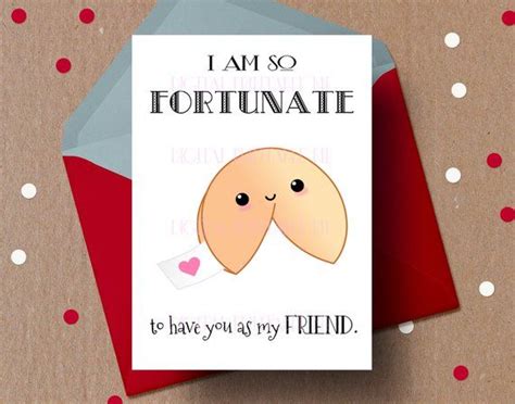 Printable Friend Valentine Card Friendship Card Fortune Cookie