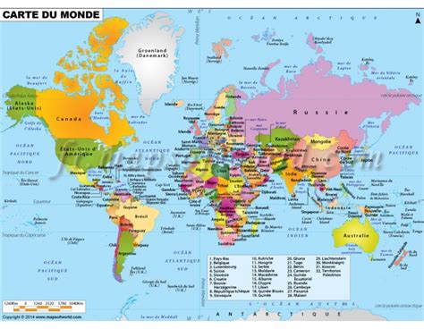 Buy French World Mapcarte De Monde Online
