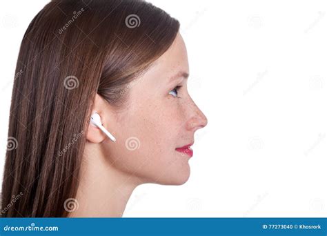 Young Woman With Wireless Earphones Stock Photo Image Of Beautiful