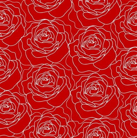 Red Rose Pattern Outline Repeating Decoration Vector Pattern Free