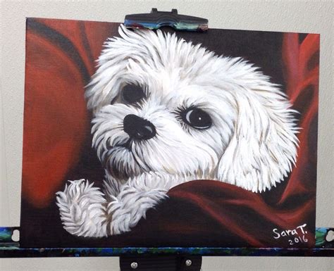 Really Cute Puppy Painting Acrylic Paint N Canvases Artist Sara