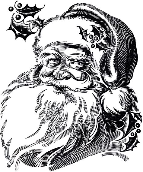 Santa Face Clip Art Black And White