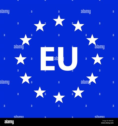 European Union Logo Vector Illustration Eu Flag Icon With Round Stars