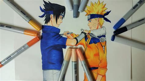 Drawing Naruto Uzumaki Vs Sasuke Uchiha Youtube