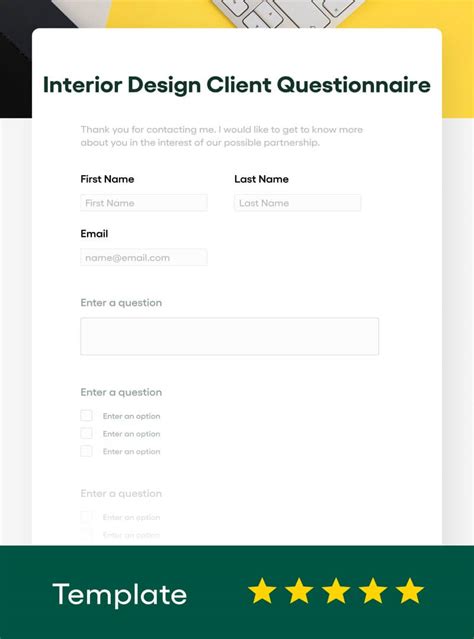 Interior Design Client Questionnaire Template Free Updated Bonsai