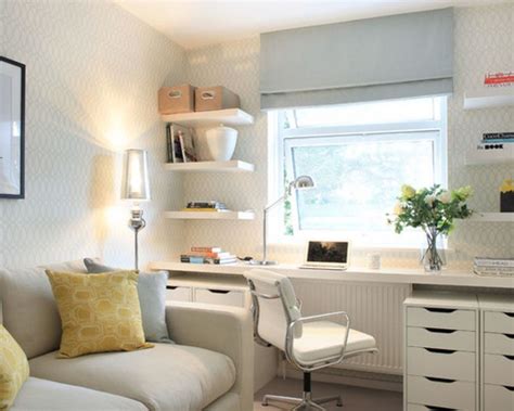 Unexpected items turn a blah guest room into a welcoming retreat. Small Home Office Guest Room Ideas Office Guest Room ...