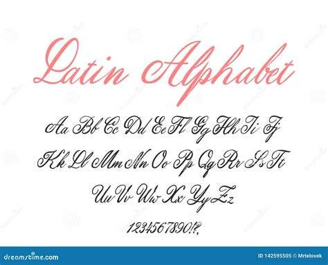 Latin Alphabet Classical Calligraphy And Lettering Wedding Font Stock