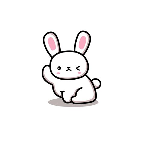 Premium Vector Cute Kawaii Rabbit Bunny Say Hello Cute Doodle