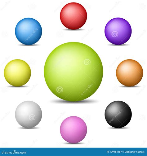 Set Of Colorful Realistic Spheres Isolated On White Background Glossy