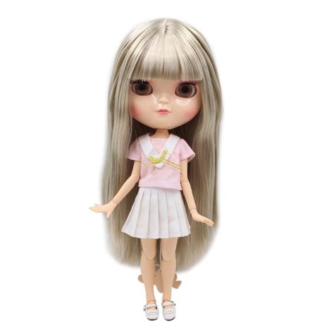Icy Doll Small Breast Azone Body Natural Skin Bl8003 Silver Grey Hair With Bangsfringes 30cm In