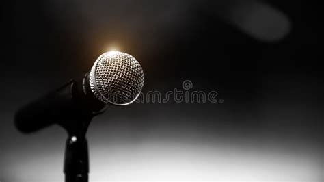 Public Speaking Backgrounds Close Up The Microphone On Stand For