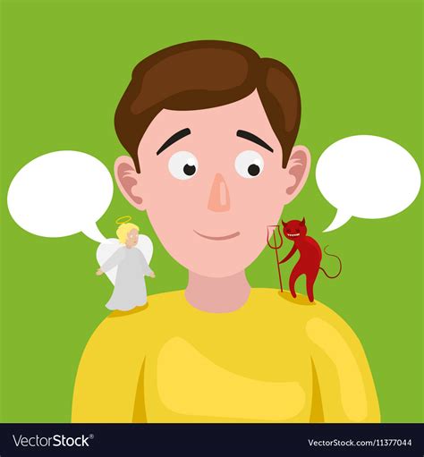 Man With Angel And Devil On His Shoulder Vector Image