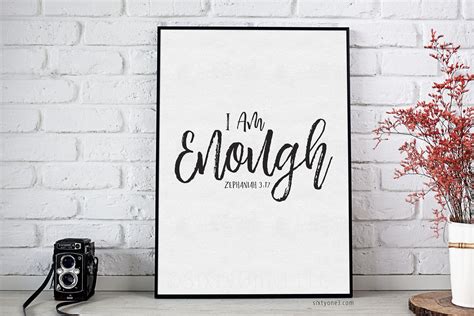 I Am Enough Zephaniah 3:17 Bible Verse Printable Art Black | Etsy